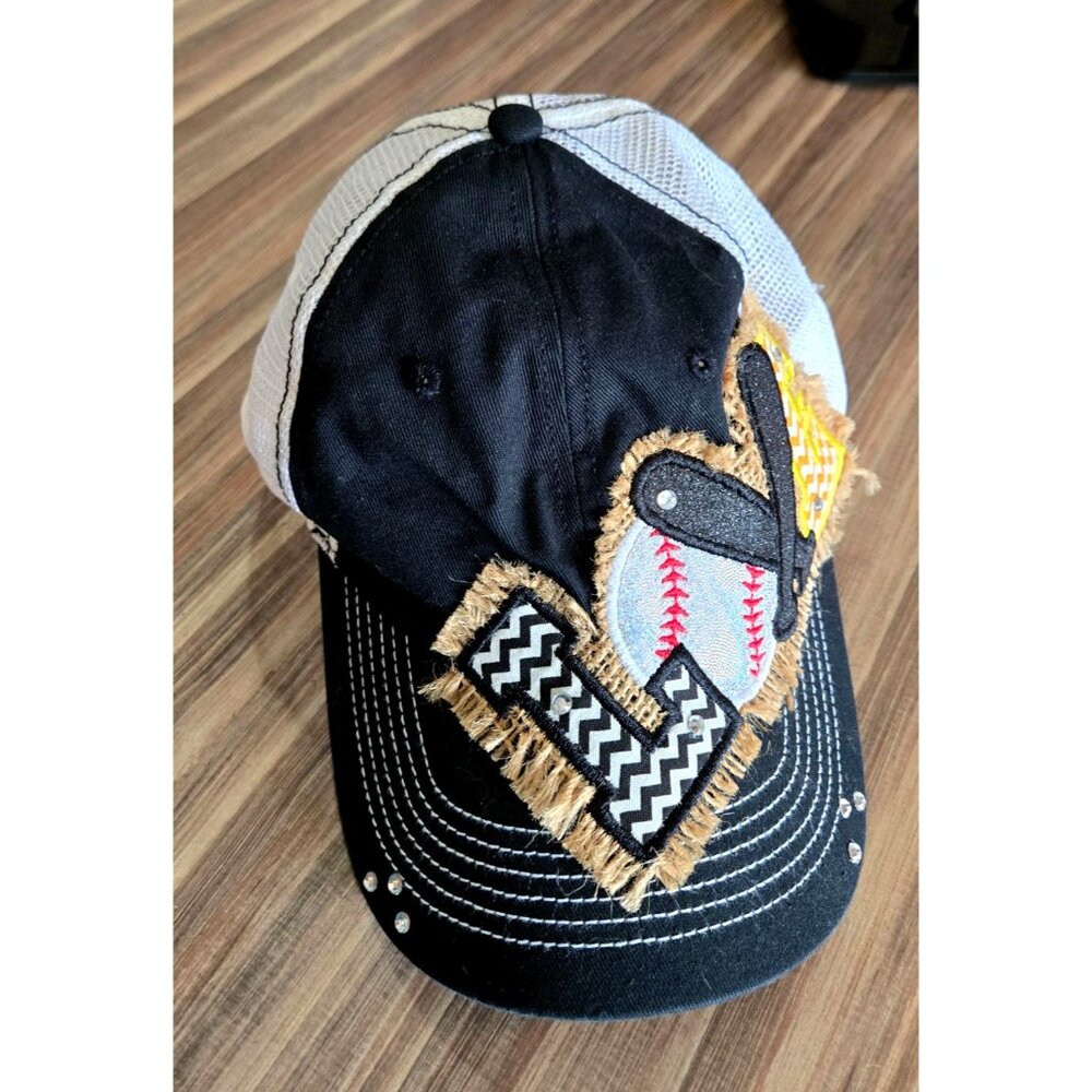 Baseball Cap Womens Love by District OS Adjustable Back Love Patch Ball & Bat - Picture 5 of 10